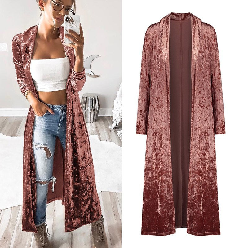 Shannon – Long Women's Velvet Coat for Autumn