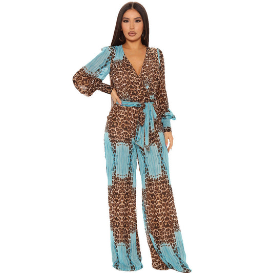 Andrea – Long Chiffon Jumpsuit with Digital Print