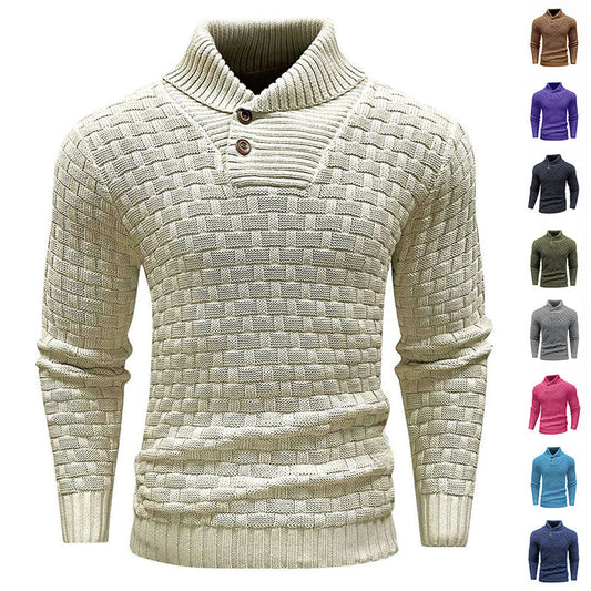 Fred – Slim Fit Men's Turtleneck Sweater with Button Design