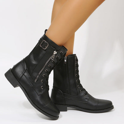 Fiona – Lace-Up Ankle Boots with Side Zipper