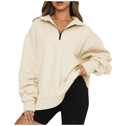 Phoebe – Casual Zip Sweatshirt with Turndown Collar