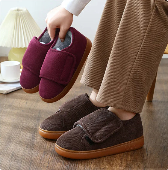 Audrey – Warm Cotton Slippers with Wide Opening