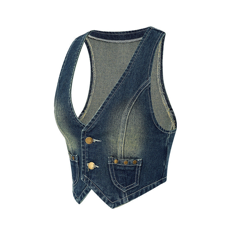 Zoe – Fashionable Retro Denim Vest