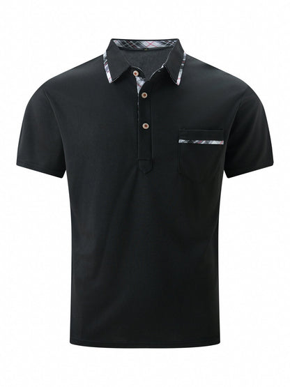 Alex – Asymmetrical Men's Polo Shirt with Dot Pattern