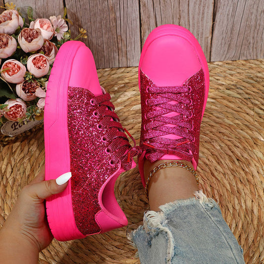 Sara – Glittery Women's Sneakers with Thick Sole