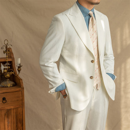 Ron – Breathable Suit with Half Lining in Bubble Yarn