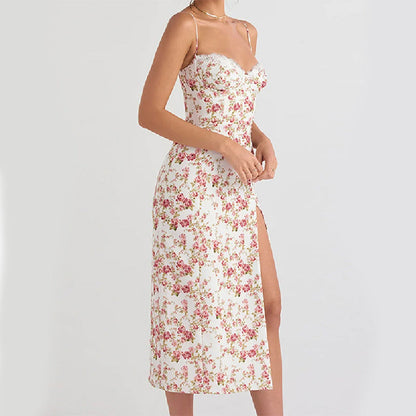 Faith – Long Dress with Floral Lace Pattern and Sexy Slit