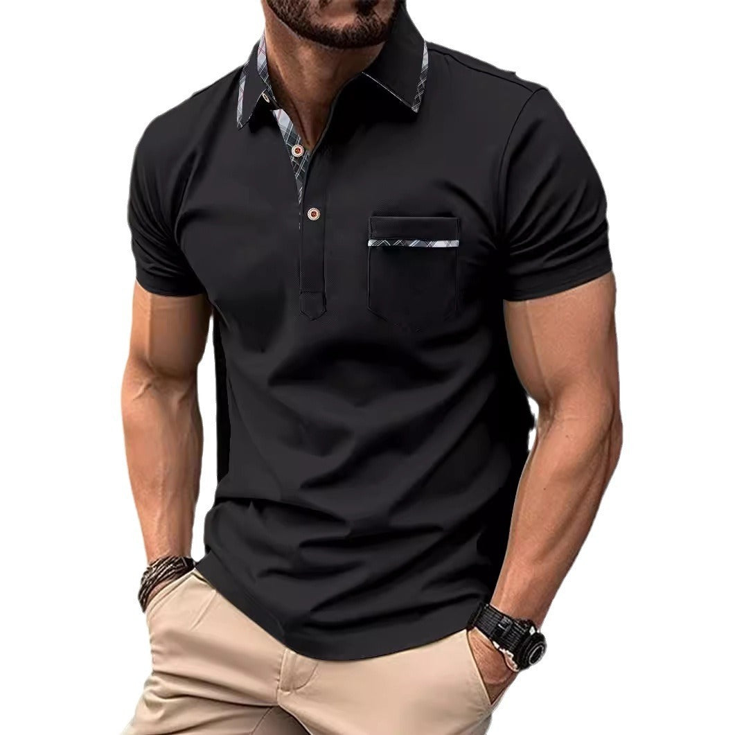 Alex – Asymmetrical Men's Polo Shirt with Dot Pattern