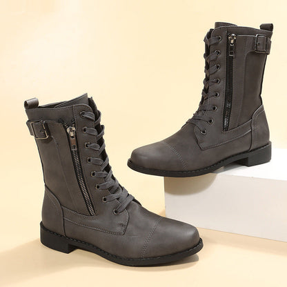 Fiona – Lace-Up Ankle Boots with Side Zipper