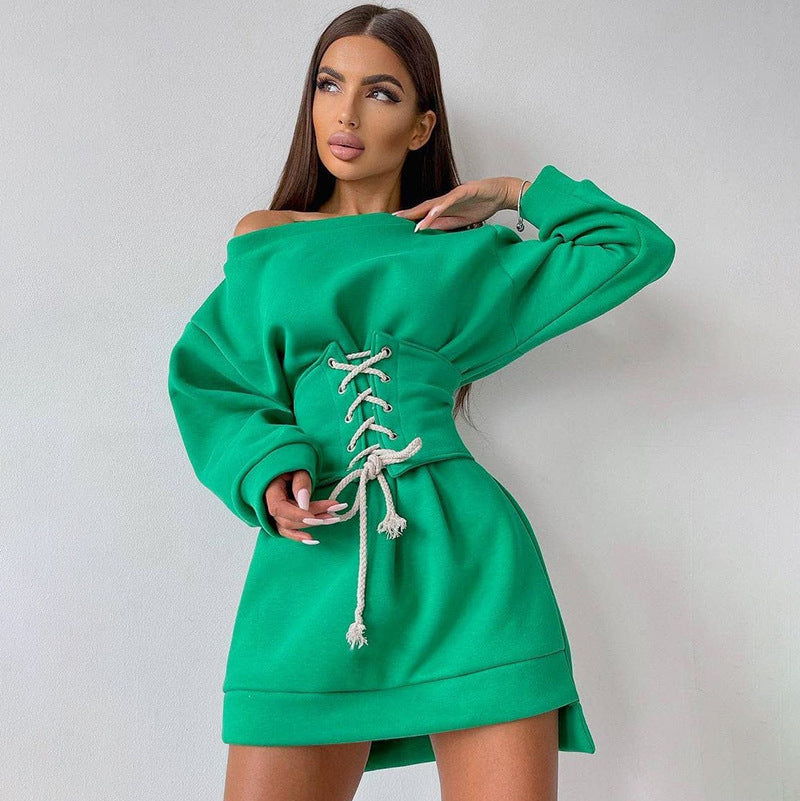 Christina – Long Sleeve Tunic Dress with Lacing