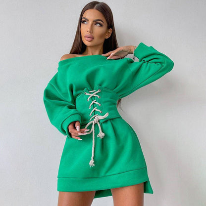 Christina – Long Sleeve Tunic Dress with Lacing