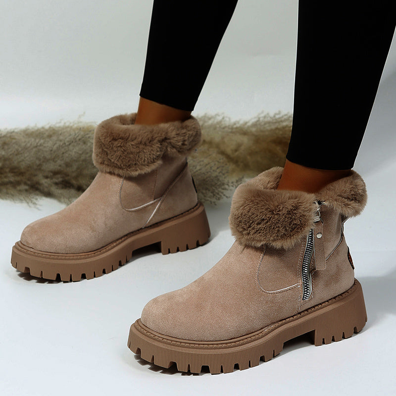 Karen – Thick Plush Snow Boots in Premium Vegan Suede with Non-Slip Sole