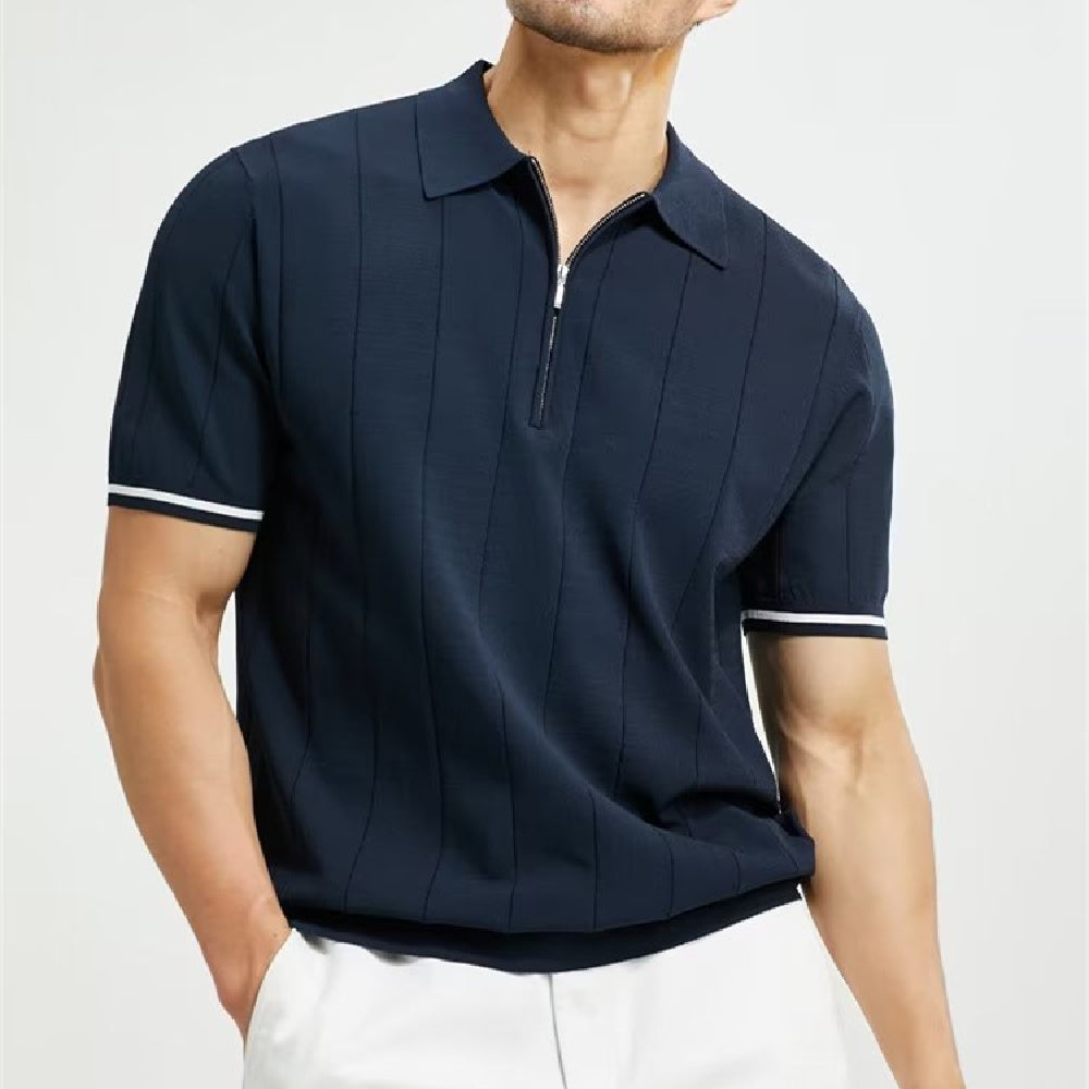 Terence – Short Sleeve Polo Shirt with Zipper for Men