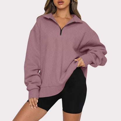 Phoebe – Casual Zip Sweatshirt with Turndown Collar