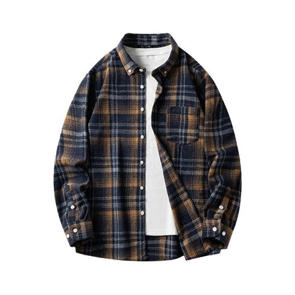 Leonard – Long-Sleeve Men's Flannel Shirt with Check Pattern