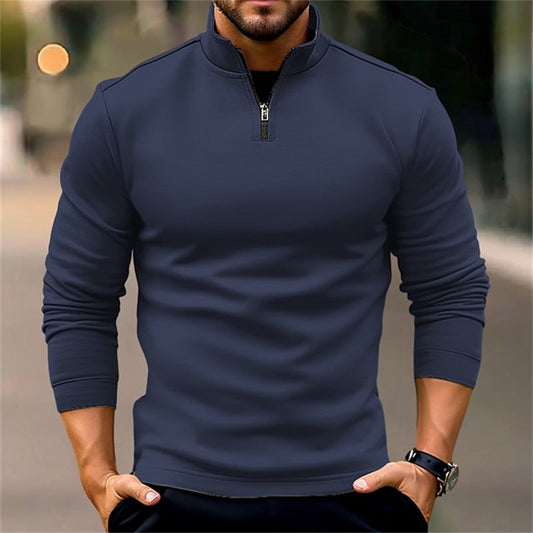 Nathan – Long-Sleeve Men's Sport Polo Shirt with Zipper