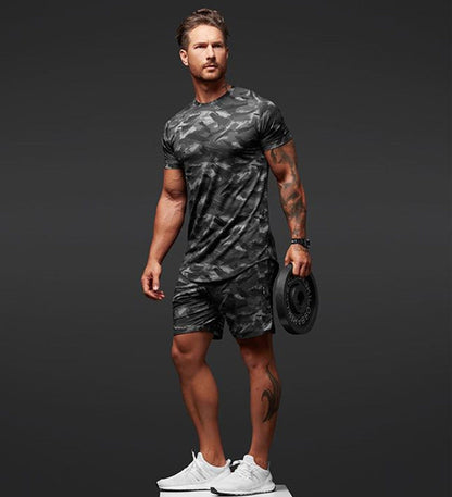 Ken – Two-Piece Men's Short-Sleeve Fitness Camouflage Sport Set