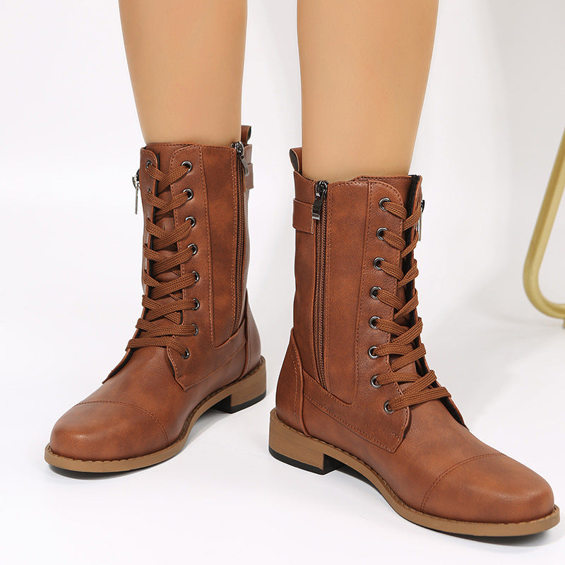 Fiona – Lace-Up Ankle Boots with Side Zipper