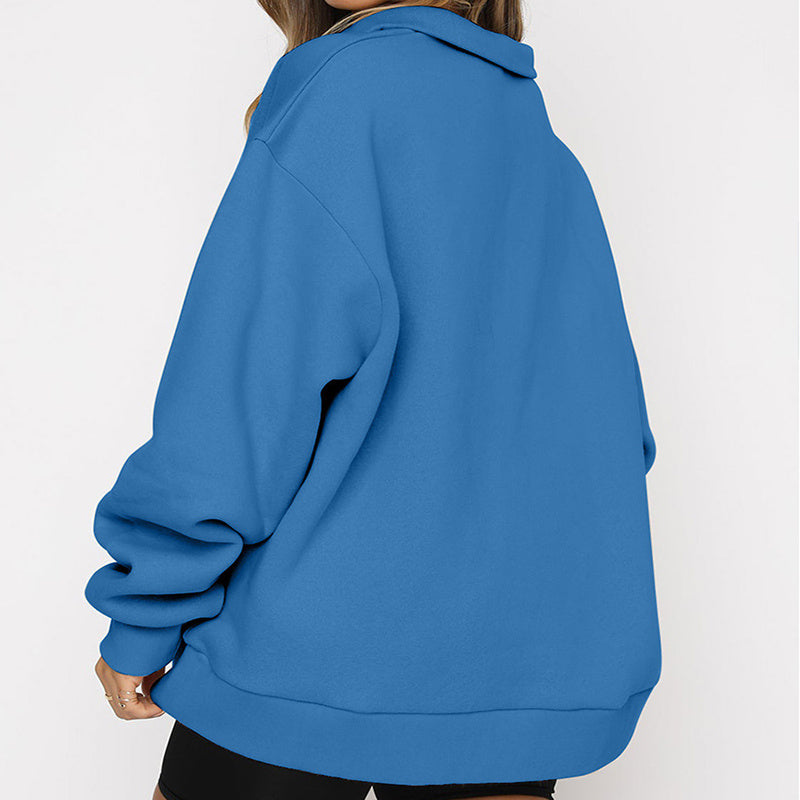 Phoebe – Casual Zip Sweatshirt with Turndown Collar