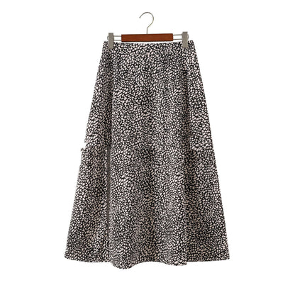 Sara – Long A-Line Skirt with Leopard Print