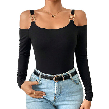 Brenda – Simple Strap Top with Metal Hooks and Long Sleeves