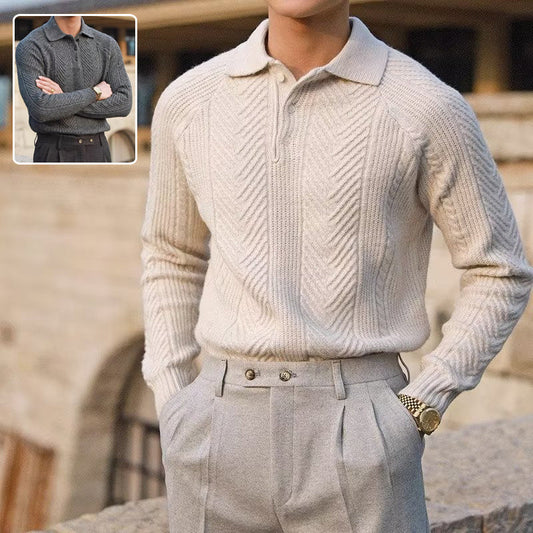 Graham – Winter Knit Sweater with Lapel for Men