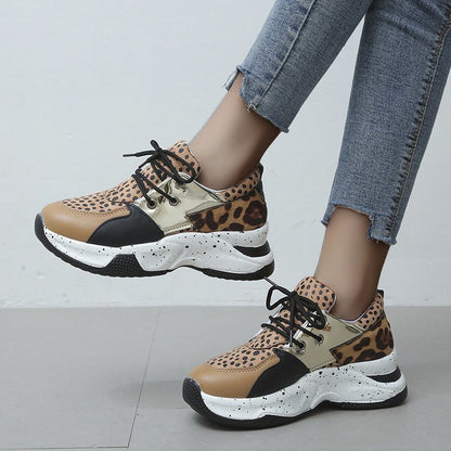 Kelly – Women's Leopard Print Sneakers with Laces