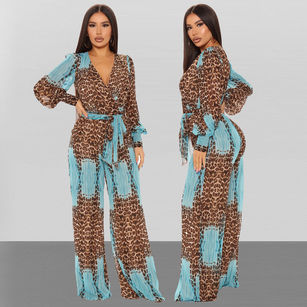 Andrea – Long Chiffon Jumpsuit with Digital Print