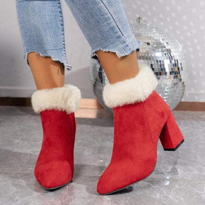 Lily – Fashionable Plaid Ankle Boots with Block Heel