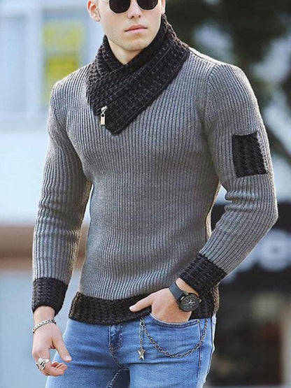 Geoff – Casual Slim Fit Knit Sweater with Shawl Collar