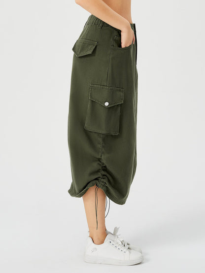 Sandra – Long Cargo Skirt with High Waist and Front Slit