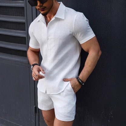 Glenn – Short-Sleeved Men's Shirt with Sporty Style Shorts