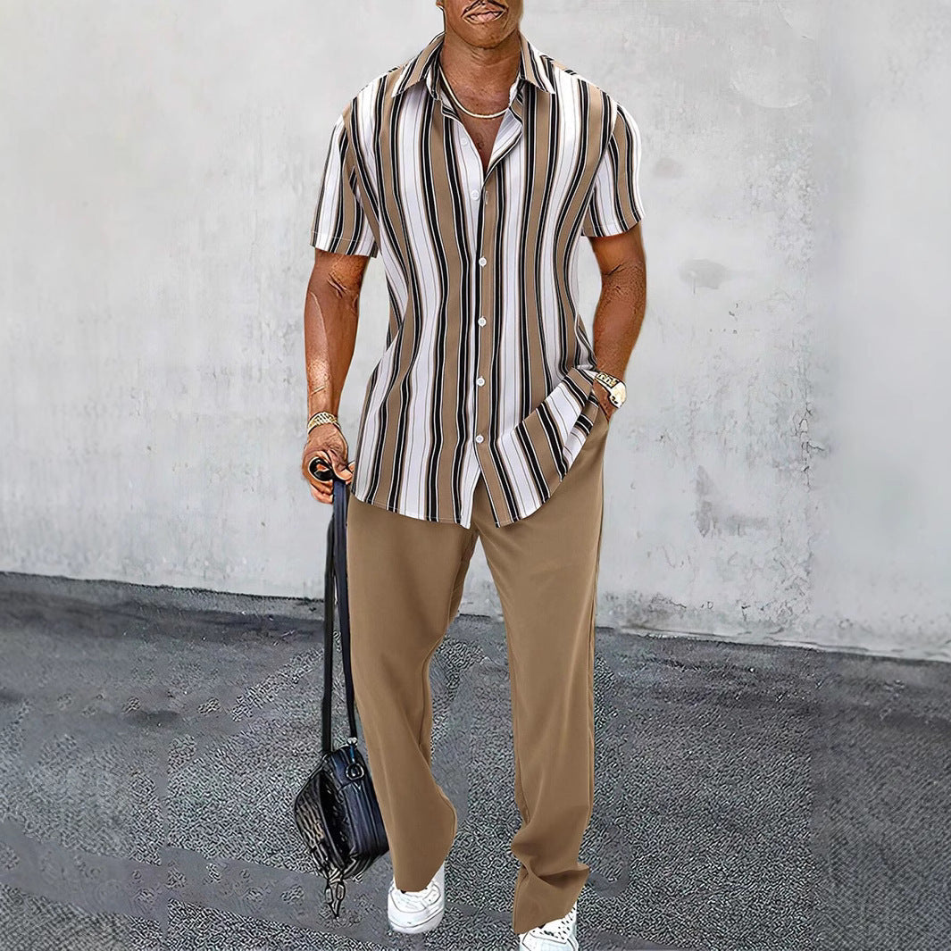 Robbie – Casual Striped Short Sleeve Shirt Suit