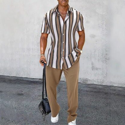 Robbie – Casual Striped Short Sleeve Shirt Suit