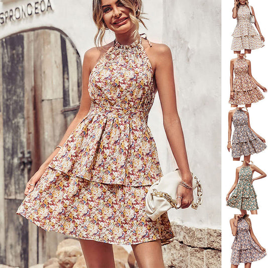 Megan – Boho-Style Summer Halter Dress with Ruffles