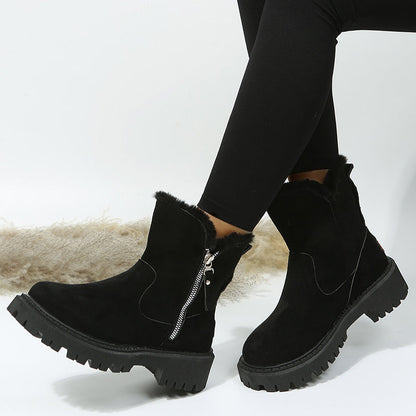 Karen – Thick Plush Snow Boots in Premium Vegan Suede with Non-Slip Sole