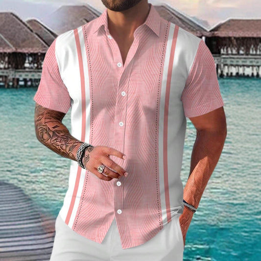 Dennis – Casual Geometric Short Sleeve Shirt for Men