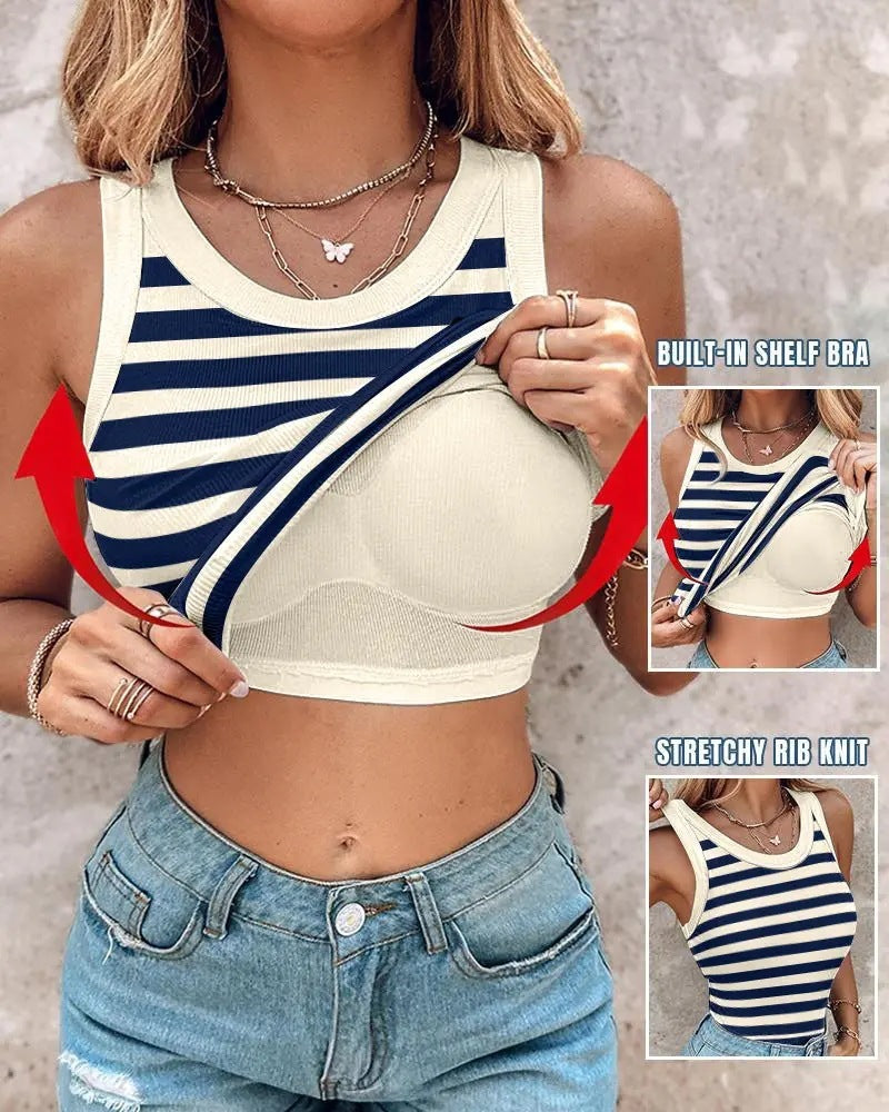 Tanya – Sleek Striped Tank Top with Bralette