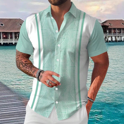 Dennis – Casual Geometric Short Sleeve Shirt for Men