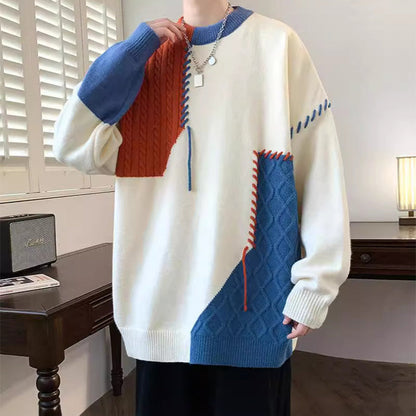 Damian – Color Block Sweater for Men with Long Sleeves