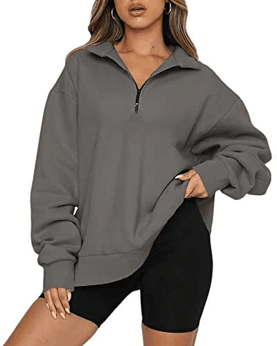 Phoebe – Casual Zip Sweatshirt with Turndown Collar