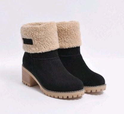 Shirley – Mid-Height Thick Heel Boots in Premium Vegan Suede