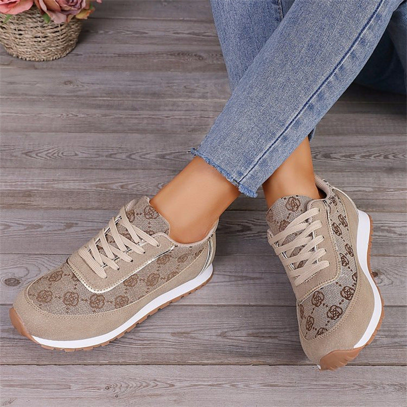 Catherine – Floral Pattern Lace-Up Sneakers Lightweight Breathable Women