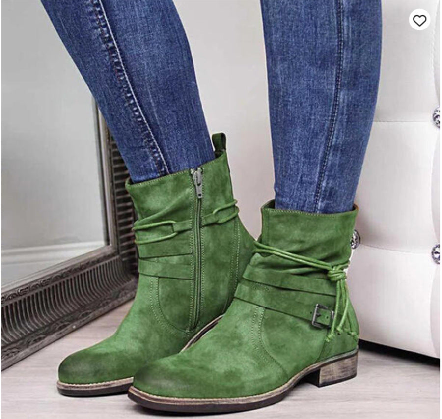 Janet – Vegan Western Ankle Boots with Buckle