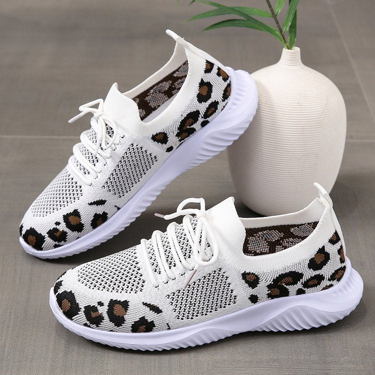 Abigail – Leopard Print Lace-Up Sneakers for Women