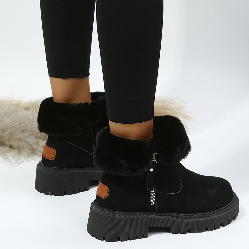 Karen – Thick Plush Snow Boots in Premium Vegan Suede with Non-Slip Sole