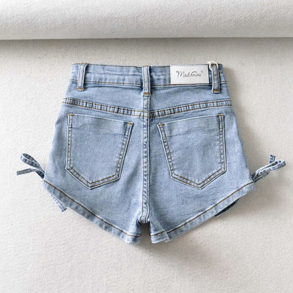 Amelia – Stylish Personalized Denim Shorts with Bow for Women