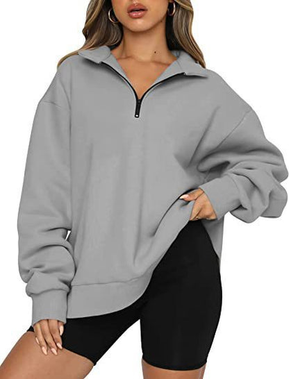 Phoebe – Casual Zip Sweatshirt with Turndown Collar