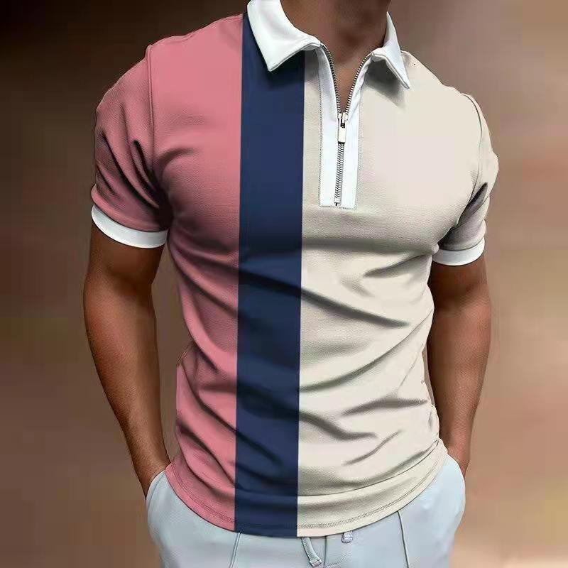 Calvin – Striped Men's Polo Shirt with Short Sleeves