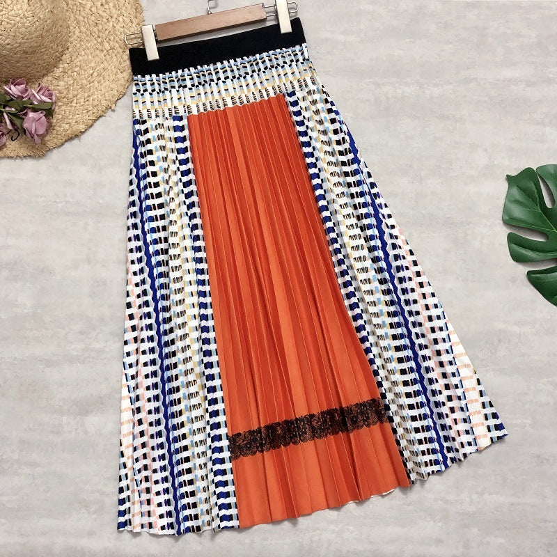 Tara – Bohemian Pleated Skirt with Check Pattern